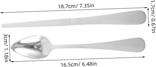 KICHOUSE Stainless Steel Fruit Spoon and Grapefruit Knife Set Ergonomic Grip with Serrated Edges for Easy Cutting of Kiwi Citrus and Desserts Versatile Kitchen Utensils for Everyday Use