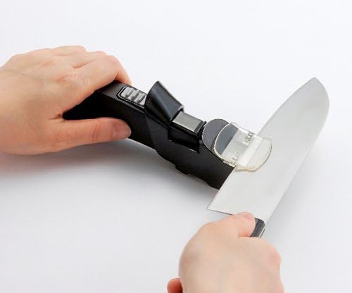 Kyocera RS-20BKS(N) Roll Sharpener, Manual Knife Sharpener, For Knives (Stainless Steel, Titanium, Steel), For Double-edged, Fine Ceramic Whetstone, Approximately 10 Rays Back and Forth, Rough