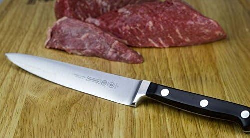 Mundial 5100 Series 6-inch Utility Knife with a straight edge, forged blade, stainless steel design, and comfortable handle