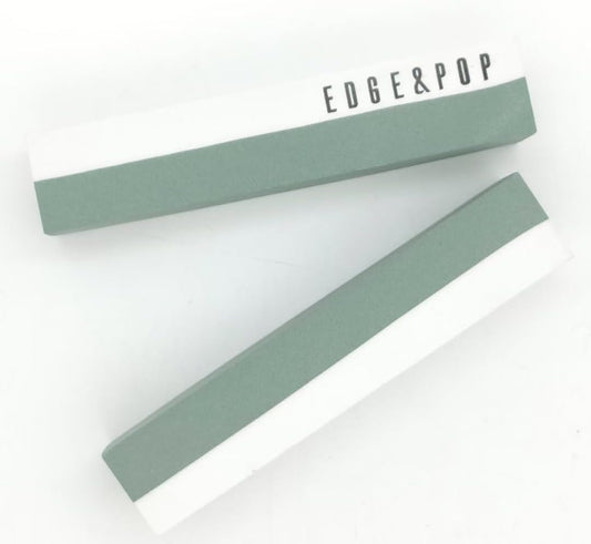 EdgeStone Knife Sharpener 600/1200 Dual Grit Whetstone – Compact White Corundum Sharpening Stone for Pocket Knives and EDC Tools