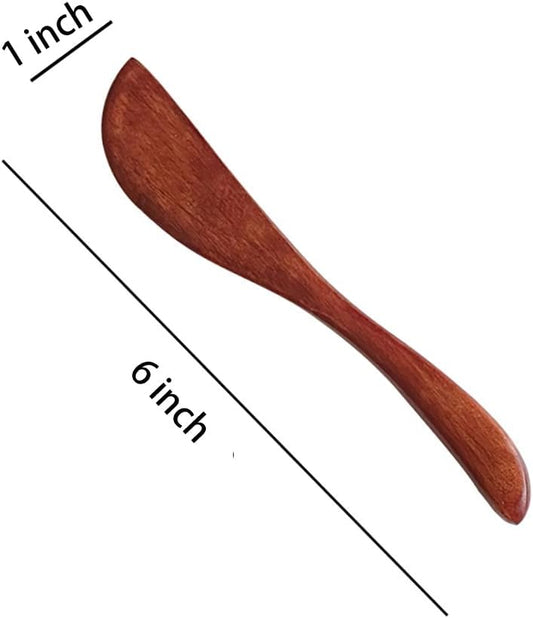 2pcs Wooden Butter Knife, 6 Inch Jelly Cheese Spreader Jam Sandwich Spreaders, Mini Wooden Spatulas Condiment Knives for Kitchen