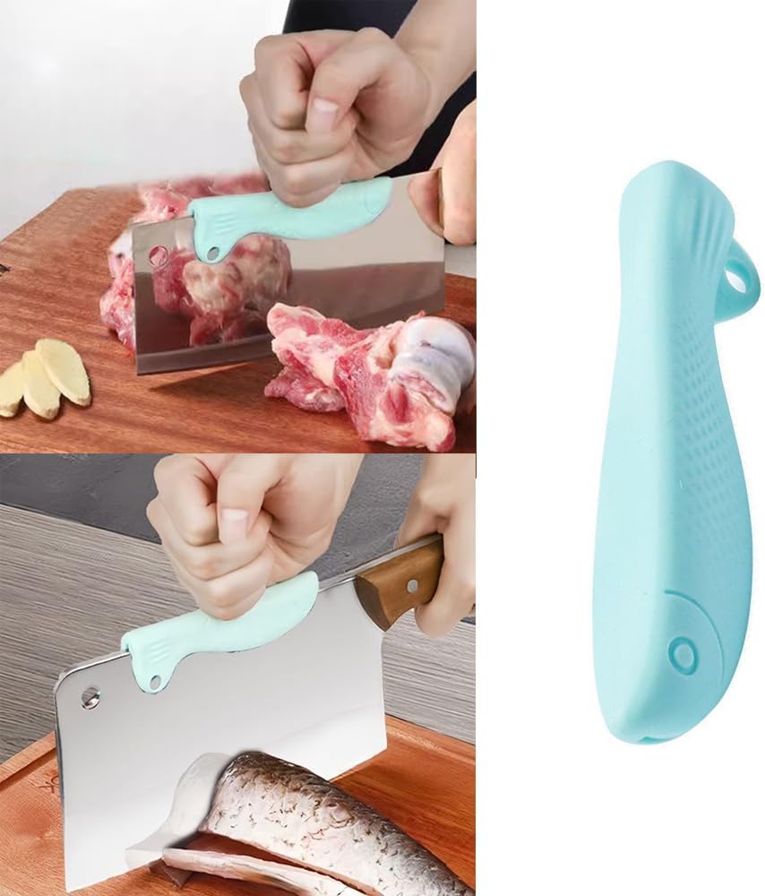 4 Pack Kitchen Knife Chopping Helper Chef Knife Back Cover Rubber Gripper Pads Meat Cutting Aid for Kitchen Knife Set Chef's Knife Boning Knife Fillet Knife Santoku Nakiri Knife Chef Knive