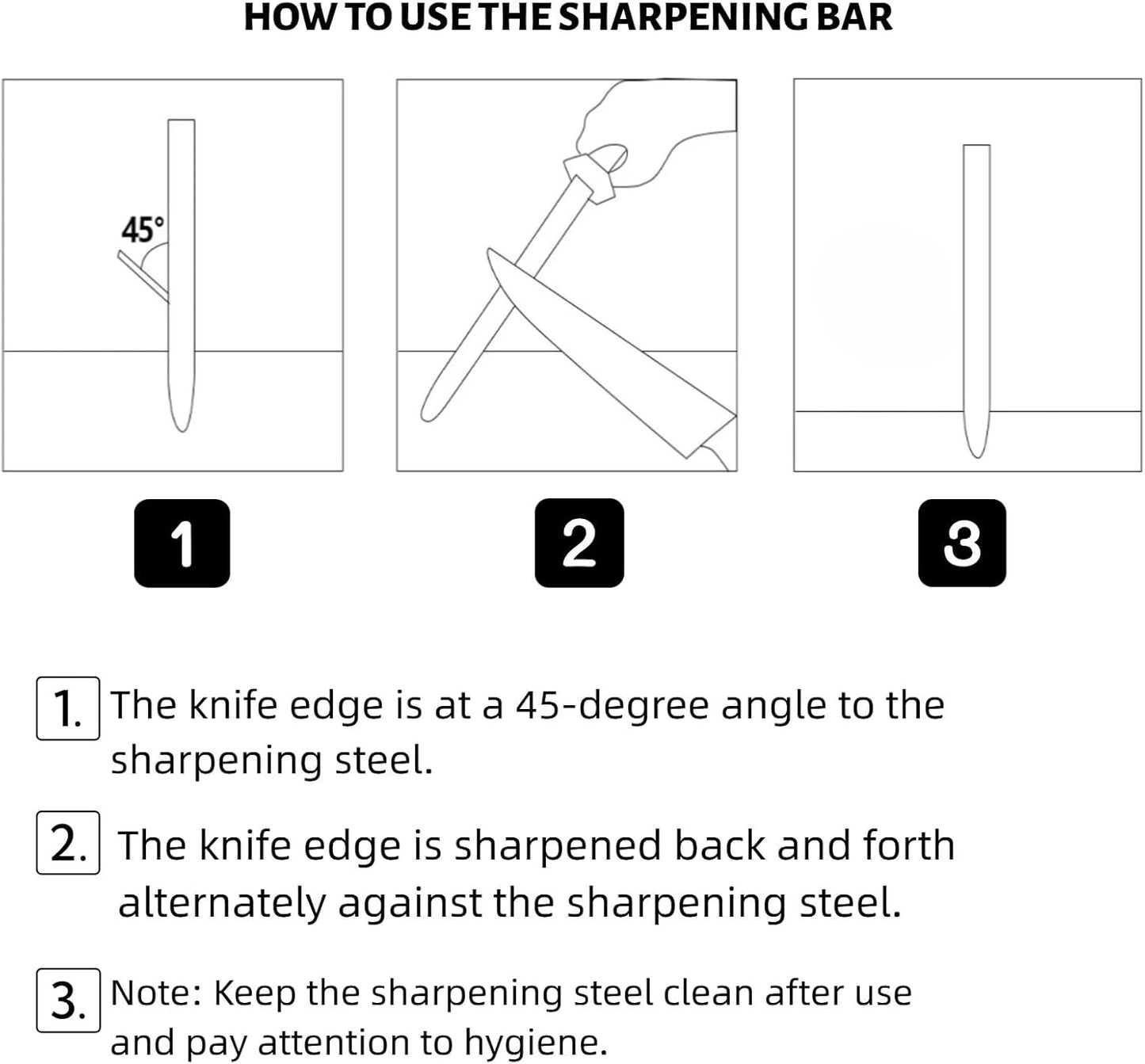 Kitchen Knife Sharpener Rod-13 Inches Professional Carbon Steel Knife Sharpening Honing Rod with Hanging Holes for Household, Chef, Daily Maintenance 1pcs