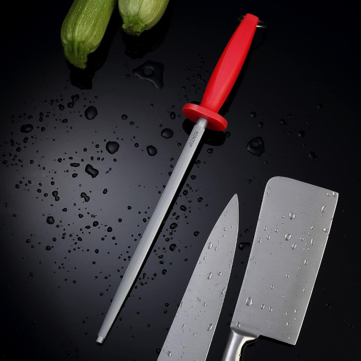 10 inch Honing Steel Honing Rod, Kitchen Knife Sharpener, High Carbon Steel, Fine Lines, High hardness,Helps Repair Restore Polish Blades Sharpening Steel