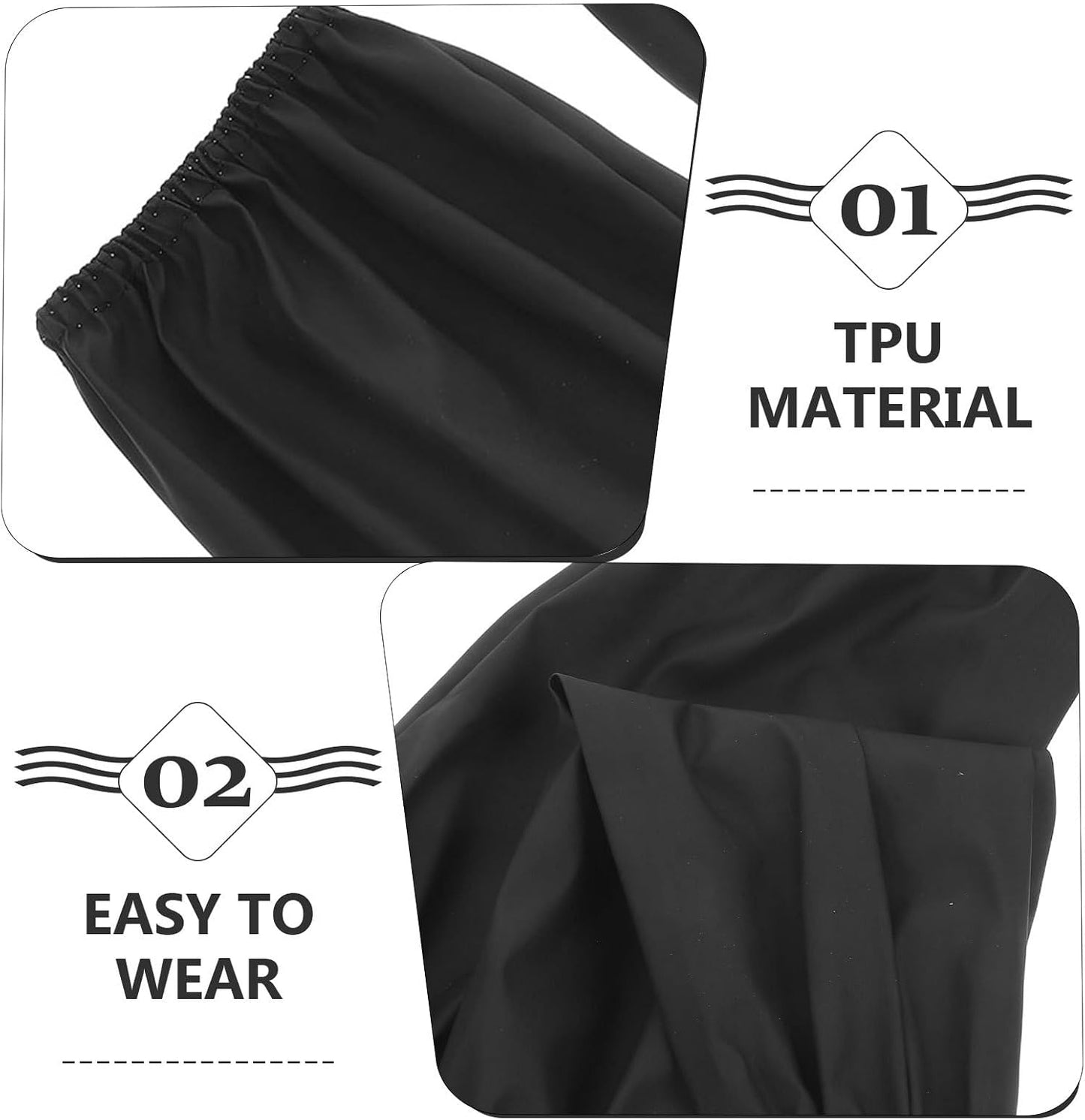Oilproof Waterproof Pu Leather Extended Sleeve Protectors for Kitchen Work, Elastic Anti-stain Cut Resistant Arm Sleeves for Women, 1 Pair