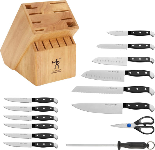 Statement 15-Pc Knife Block Set, Razor-Sharp, German Engineered | Informed by 100+ Years of Mastery. Dishwasher safe, Comfortable Grip Ideal for Everyday Cooking. High Quality Stainless Steel