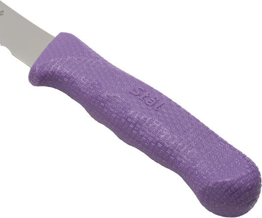 9-1/2" Commercial-Grade Serrated Bread/Pastry Knife with Curved Handle, Purple