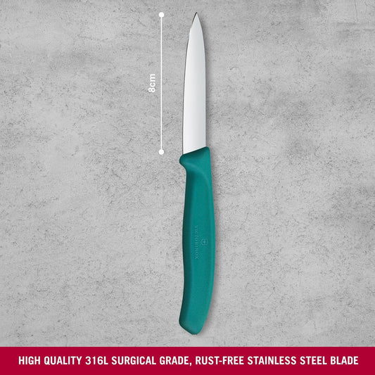 Swiss Classic 3 in Paring Knife, Straight Edge Blade - Green | Indispensable utility tool with an ergonomic, non-slip polypropylene handle; NSF approved and dishwasher safe design