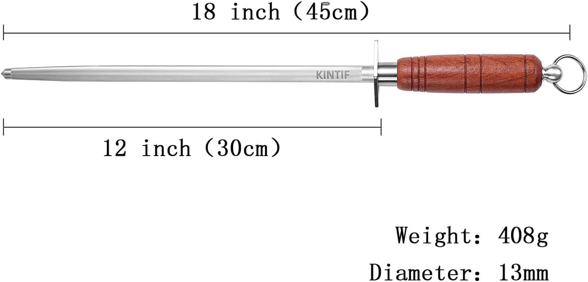 Sharpening Steel with Larger Diameter Professional Honing Rod Knife Sharpener, High Carbon Steel Knife Sharpener Rod, Magnetized Steel, Ideal for All Chef Knives
