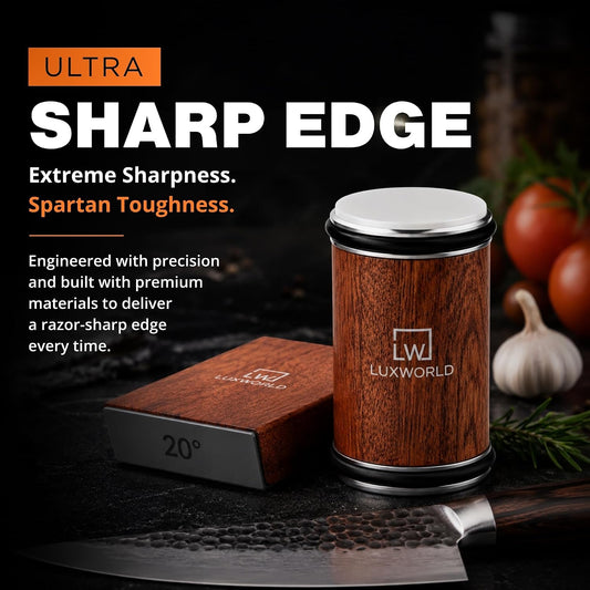 Rolling Knife Sharpener | Kitchen Knife Sharpener for Razor Sharp Edges | Diamond & Ceramic Knife Sharpening Kit for Smooth & Precise Cutting | Magnetic Holder with 15° & 20° Guides