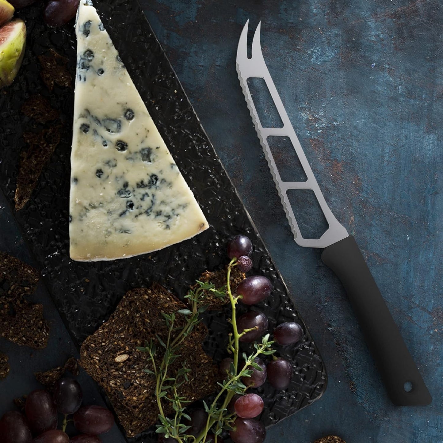 Petite Messer 6” Cheese & Tomato Knife, Black - German 1.4116 Stainless Steel & Ergonomic Handle - Lightweight, Rust Resistant & Easy to Maintain