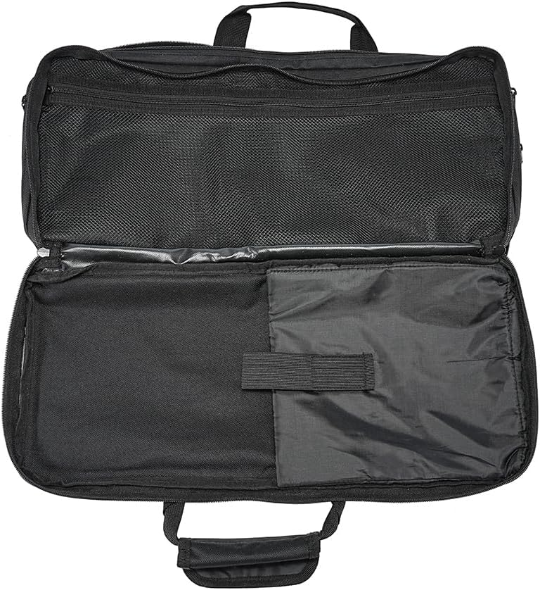4 Sections - Black - Chef Knife Bag, 20 Knife Slots, 4 Storage Compartments, Professional Culinary Case with Shoulder Strap, Black, Laptop/Tablet Padded Slot - Knives Not Included