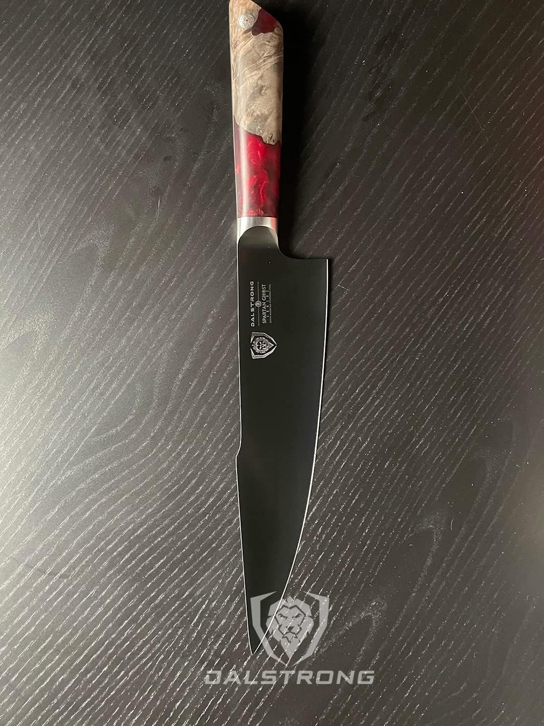 Chef Knife - 8 inch - Spartan Ghost Series - American Forged S35VN Powdered Steel Kitchen Knife - Maple & Red Resin Handle - Razor Sharp Cooking Knife -Sheath Included