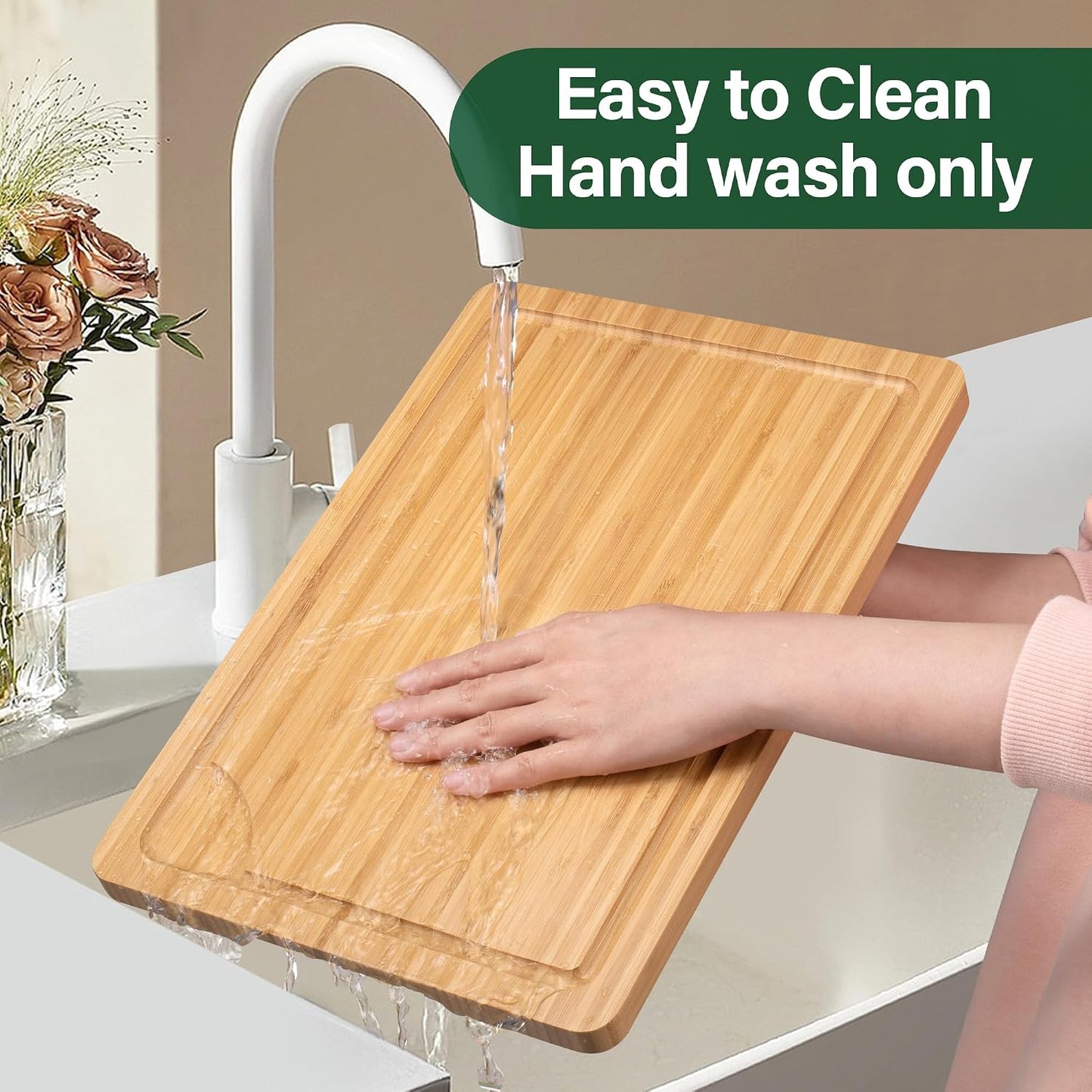 Bamboo Cutting Board Set for Kitchen, 4-Piece Labled Cuttingg Boards