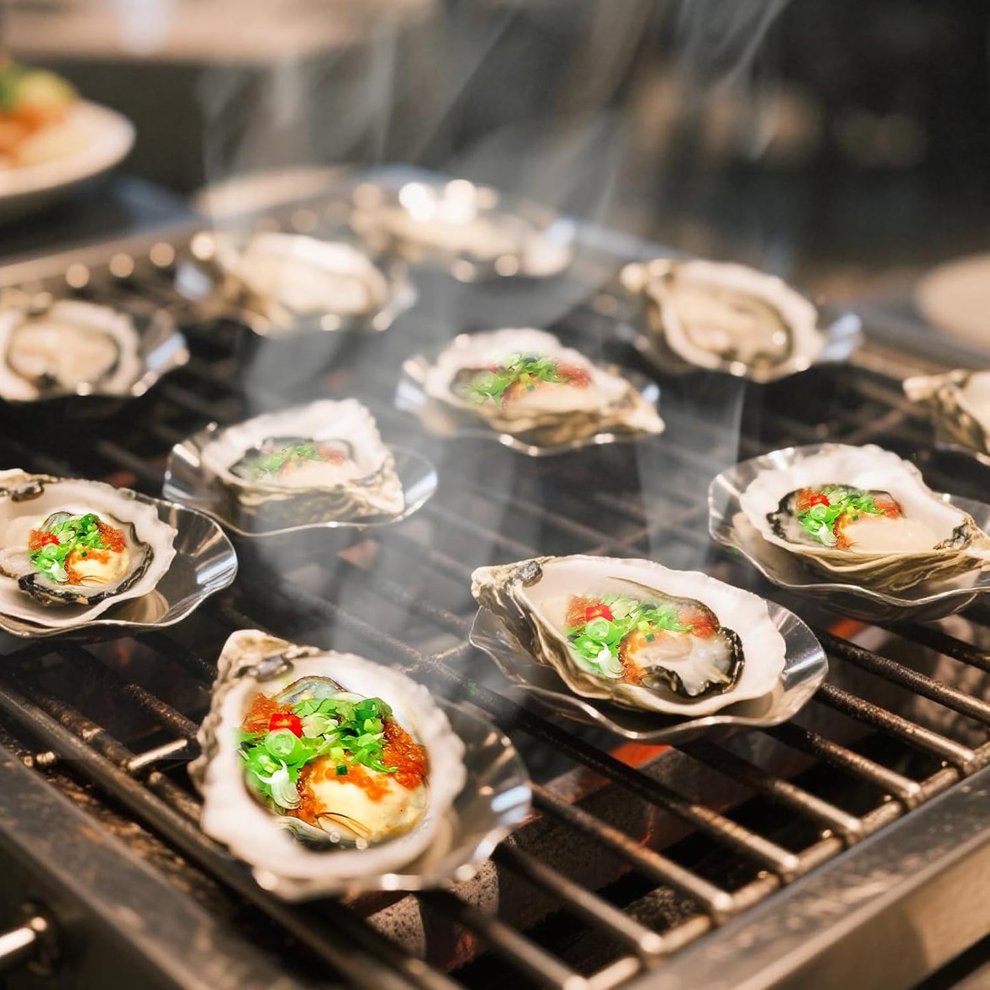 Set of 36 Stainless Steel Grillable Oyster Shells Reusable for Baked Grilled Shells for Cooking Silver Kitchen Metal Oyster Dish for Seafood Clam Scallop