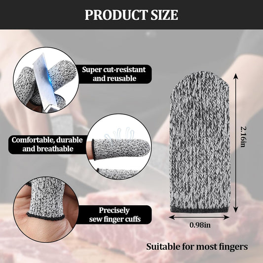 20 PCS Cut Resistant Finger Cots, Reusable Finger Guards, Durable Non Slip Thumb Protector Sleeve, Breathable Fingertip Covers for Kitchen, Work, Sculpture