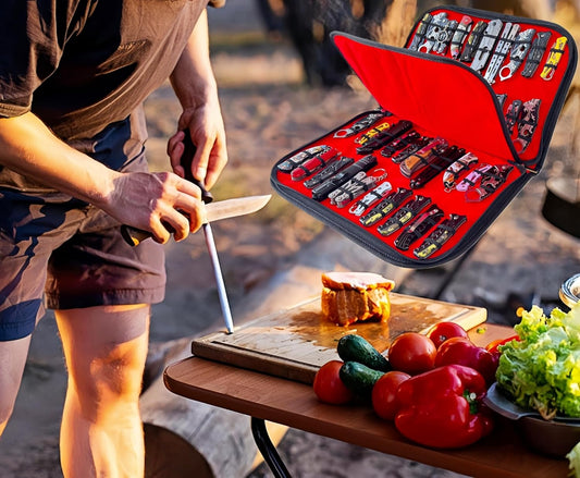 Knife Display Case for 40 Pocket Knives, Folding Knives Storage Organizer, Small Knives Collection Carrier Bag for Men Survival Tactical EDC Mini Knife (Case Only)