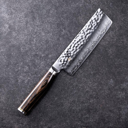 Premier 5.5" Nakiri Knife, Handcrafted Japanese Vegetable Knife, VG-MAX Core with Damascus Stainless Steel Cladding, Pakkawood Handle, Slicing Tool for Professional and Home Chefs