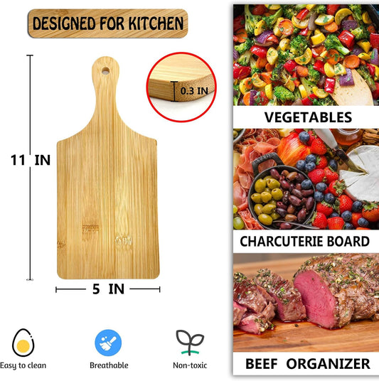 11x5 In Mini Charcuterie Boards,6 Pcs Small Wood Cutting Board Bulk Cutting Board for Crafts with Handle,Laser Engraving Cutting Boards Blank,Unfinished Wood Cutting Boards,Mini Cheese Board as Gift