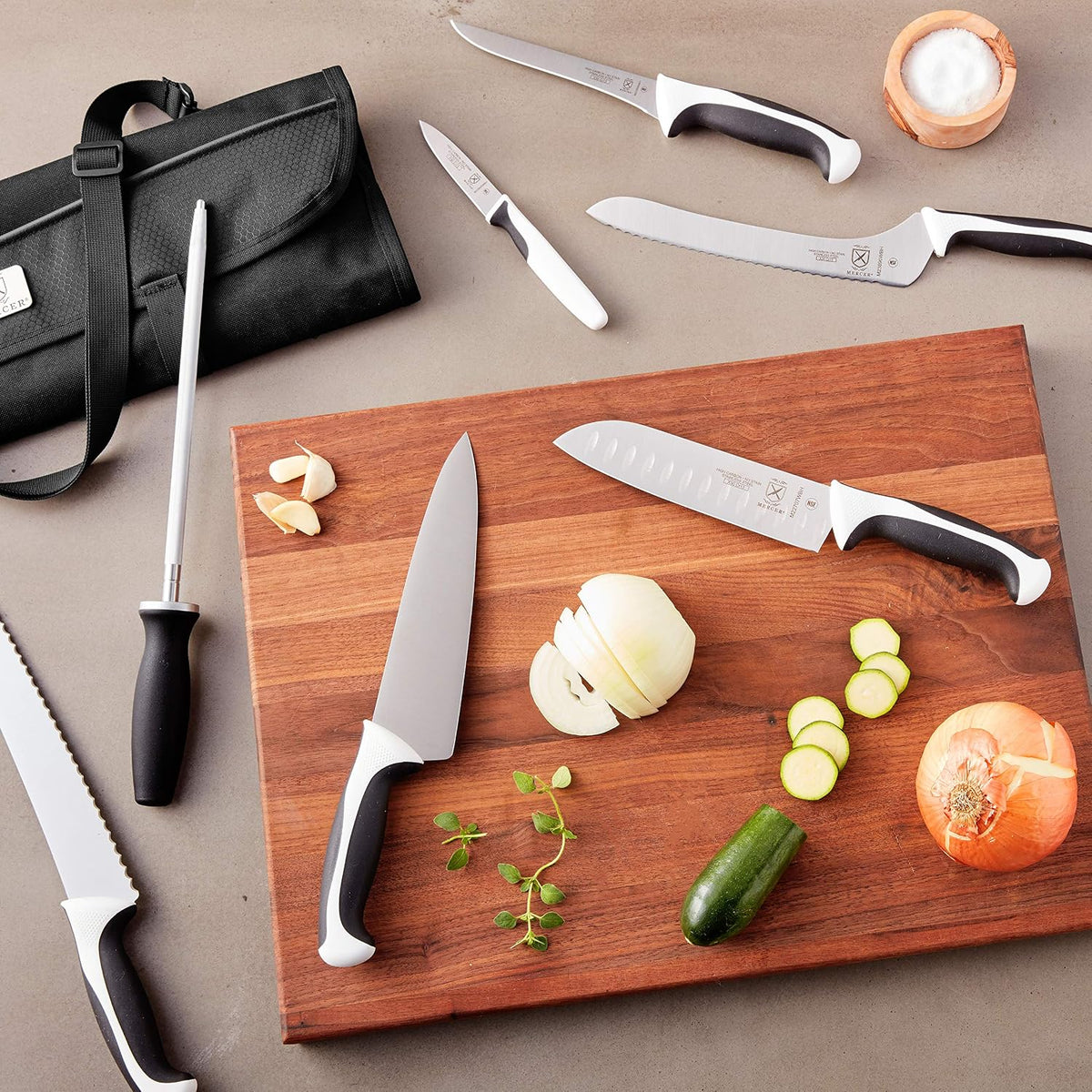 Millennia 8-Piece Knife Roll Set, Black Handles
