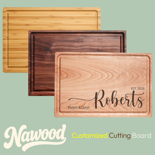 Custom Cutting Board, Personalized Cutting Board, Custom Wood Engraved Charcuterie Boards - Best Present for Wedding, Bridal Shower, Engagement, Anniversary, Housewarming, Gift Idea