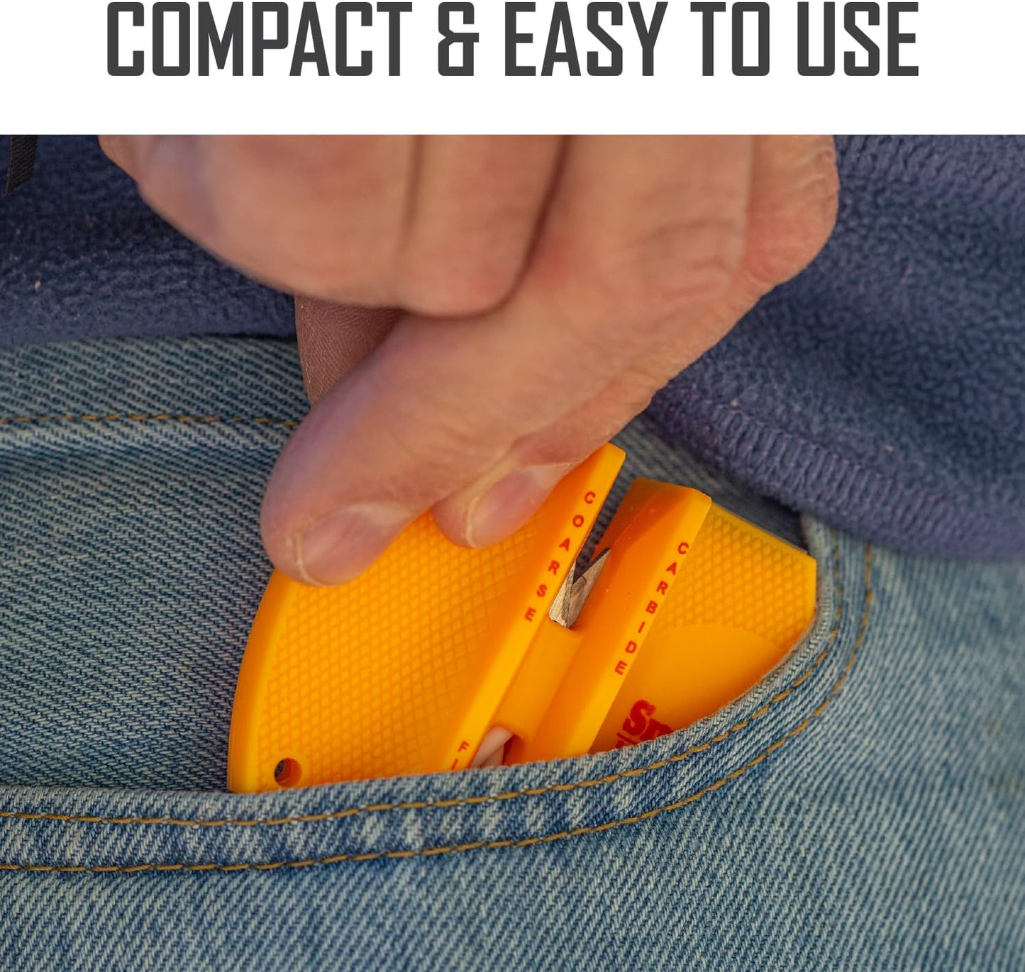 Smith’s 50917 Adjustable 2-Step Knife Sharpener – Yellow - Preset Coarse & Fine Slots - Outdoor Handheld Knife Sharpener - Fishing, Hunting, Fillet, Pocket Knives - Portable Compact Keychain Tool