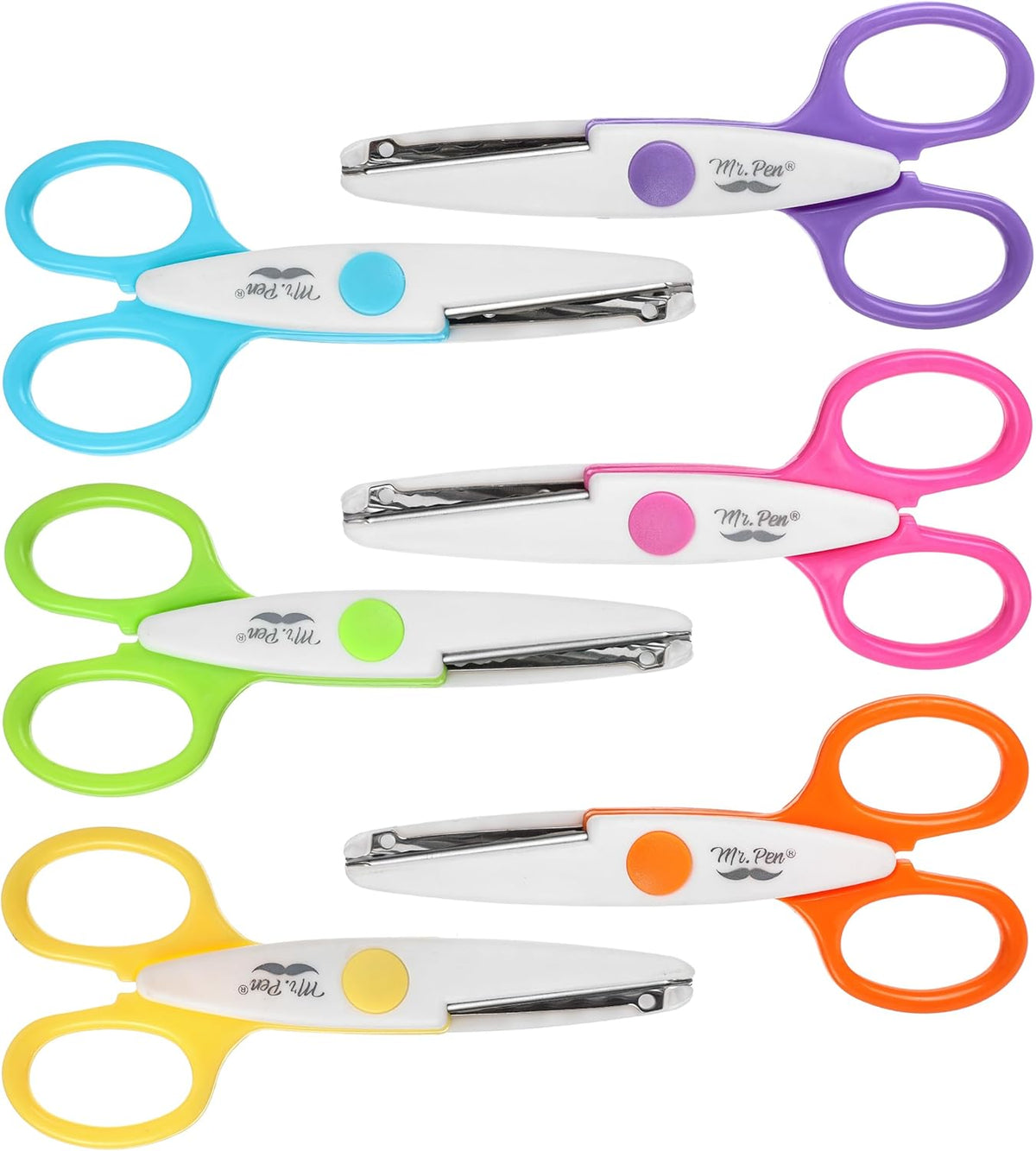Craft Scissors Decorative Edge, 6 Pack, Bright Zig Zag Scissors | for Crafting, Scrapbooking, Fancy Pattern Design