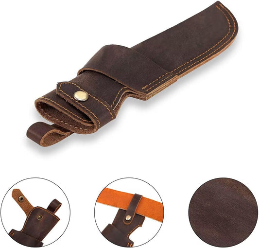 Knife Sheath,Leather Knife Sheath for Belt,Chef Knife Guard,Knife Holster for 5 inch Blade Knife,Knife Holder,Knife Cover Sleeve,EDC Belt Organizer,Sheath for Chef Meat Cleaver,Gifts for Men