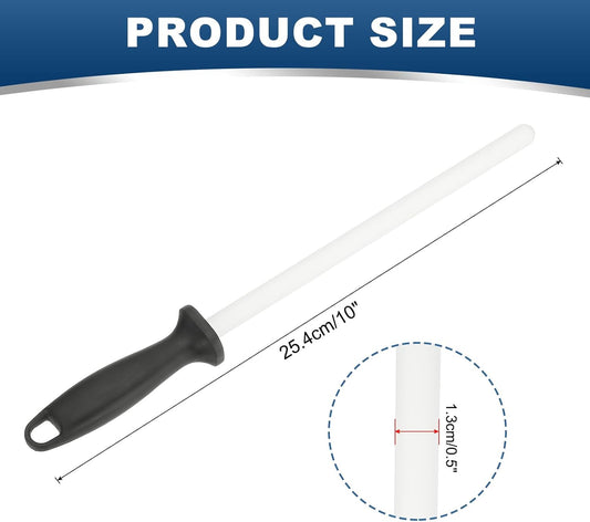 10 Inch Ceramic Knife Sharpener Honing Rod, High Hardness Sharpening Rod Knife Sharpener Steel for Kitchen Knife White