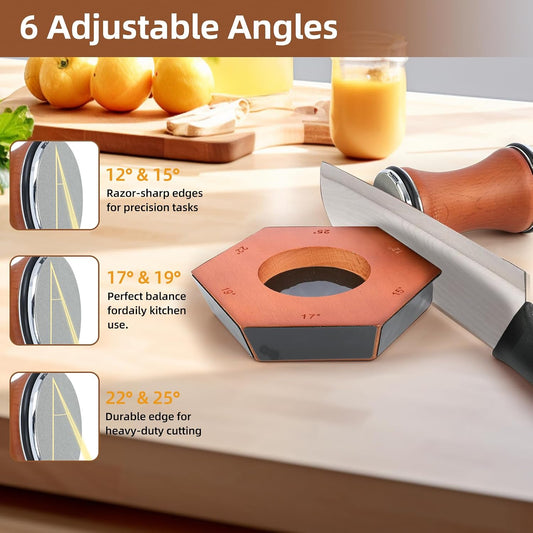 Rolling Knife Sharpener - 6 Angles & 4 Blades System, Ergonomic Waist Design for Kitchen Chef Knives, Sharpening Stone for Precision Edge