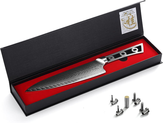 KATSURA Woodworking Project Kit – Gyuto Chef Knife Blank – 8 Inch with 50mm wide blade – Japanese Premium AUS 10, 67 Layers Damascus Steel – Thunder-X Series – NO LOGO