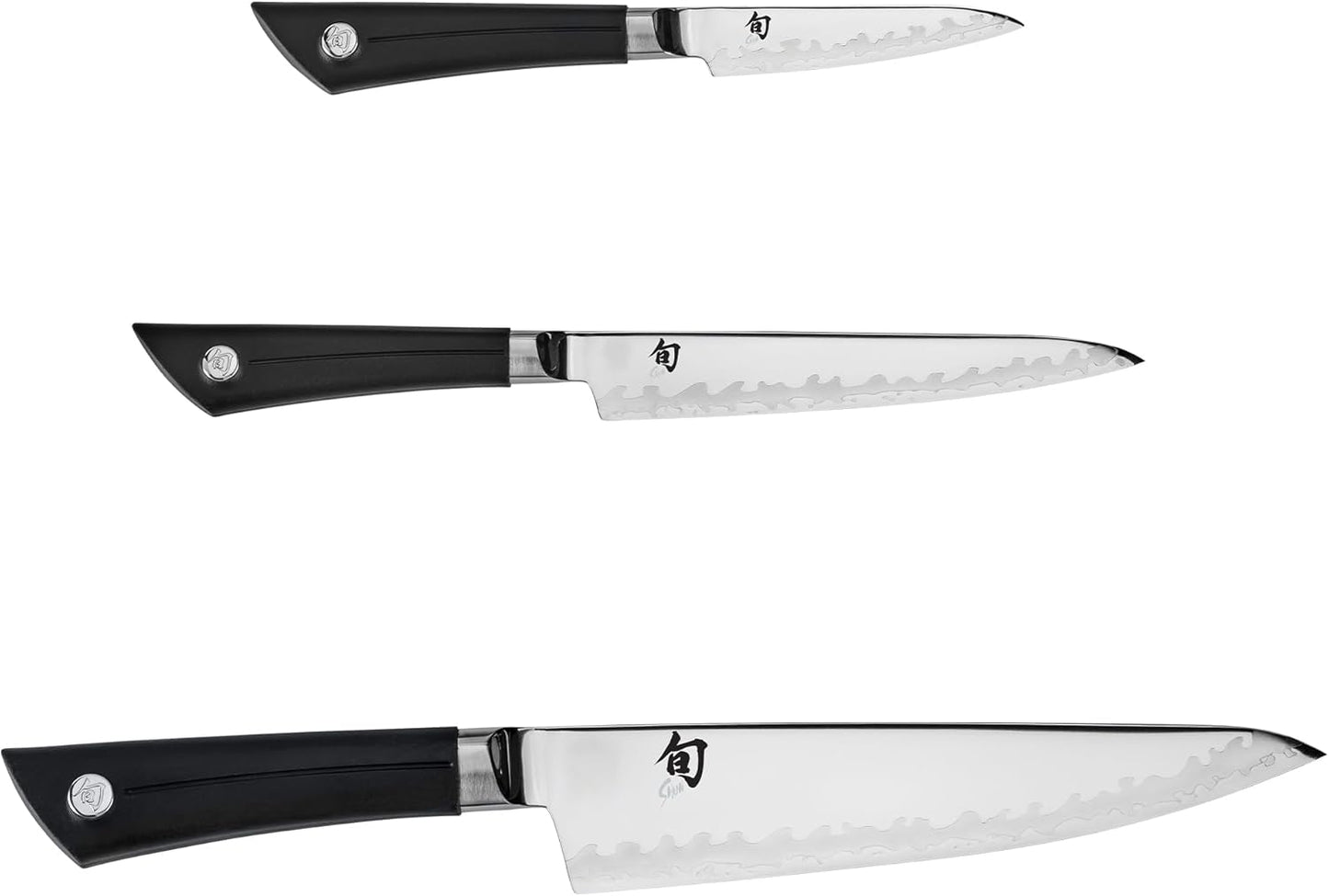 Shun Sora 3 Piece Starter Set, Includes 8" Chef, 3.5" Paring & 6" Utility Knives, Handcrafted Japanese Knife Set, VG10 Steel Edges and 420J Stainless Steel Blades, Balanced Handles