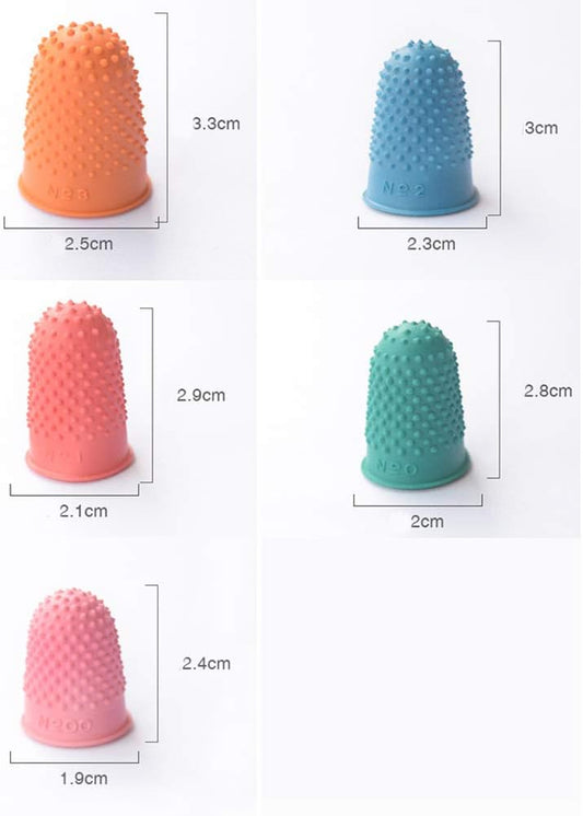 Thimble Protectors 5Pcs, Finger Protectors, Rubber Fingers Thimble Guard Tips Caps Pads Cover Craft Finger Tip Sewing Counting Protector for Embroidery, Sewing, Cutting (Pink)