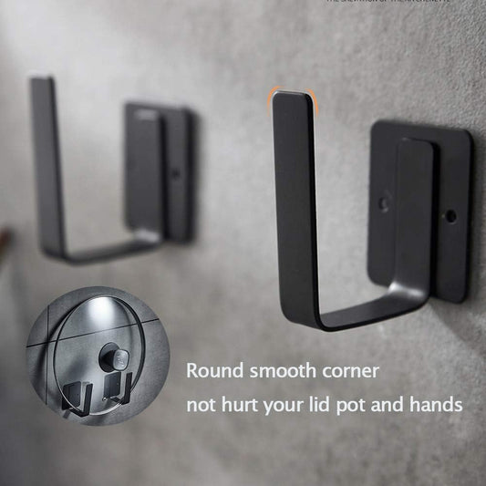 Pot Lid Holder Rack - Chopping Board Knife Organizer - Punched Stainless Steel Wall Mounted Cabinet Single Robe for Kitchen, Bathroom, Living Room, Set of 2