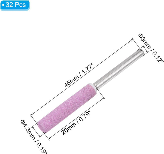 PATIKIL 32 Pcs Diamond Chainsaw Sharpener 7/32 Inch High Hardness Sharpening Stone Polishing Chainsaw Sharpening Kit Grinding File Tool for Chain Saw Stone Jewelry Wood, Pink(5mm)
