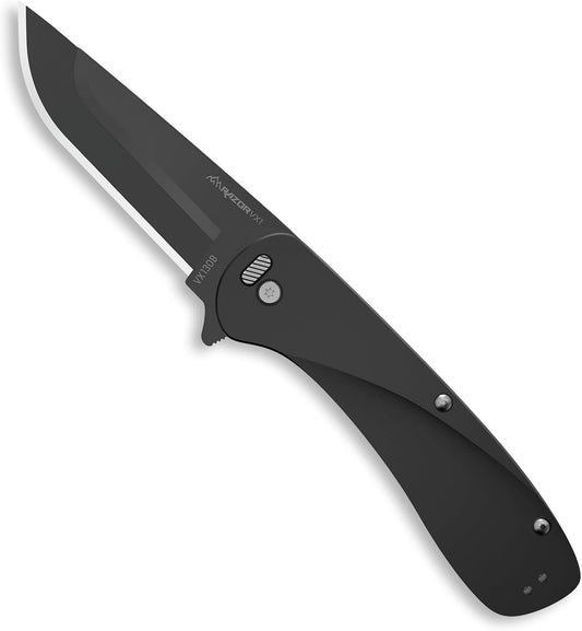 OUTDOOR EDGE RAZOR VX1 | Replaceable Blade EDC Folding Pocket Knife | 3" Stainless Blade, Gray Anodized Aluminum Handle, Reversible Pocket Clip | Outdoor, Camping, Survival, Utility