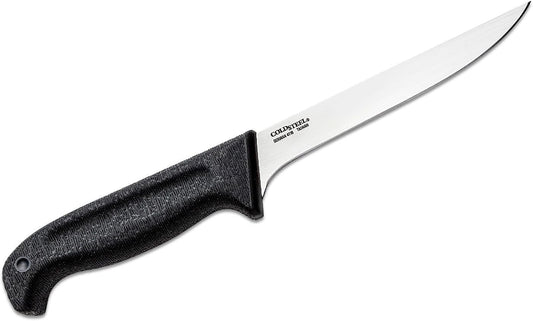 Cold Steel Commercial Series 6" Stiff German 4116 Stainless Steel Fixed Blade Narrow Straight Back Game & Fish Processing Cutting Boning Knife with Ergonomic Kray-Ex Handle