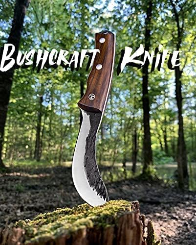 Forged Wide Skinning Knife - Handmade Viking Boning Bushcraft Blade for Hunting and Kitchen - Full Tang with Wooden Handle - Gift for Chefs Hunters Home resturant and Outdoors Enthusiasts