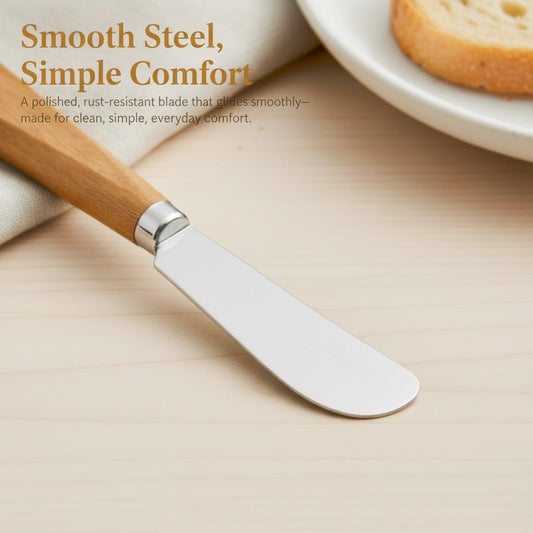 Butter Knives Set of 2, Acacia Wood Handle, Durable Stainless Steel Blade, Butter Knife for Smooth Spreading Butter Cream Cheese Jam, Ideal for Bagels, Sandwiches, Butter Knife Spreader 7 Inches