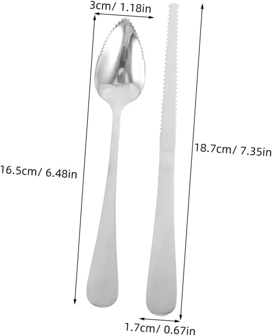 Stainless Steel Fruit Cutting Tools Serrated Edge Spoons Knife for Grapefruit Lemon Salads Pitaya Kitchen Utensils