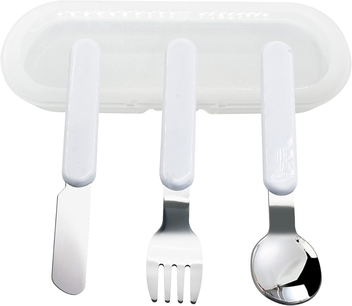 VANRA 3-Piece Children Knife Spoon Fork Set 18/10 Stainless Steel Child Flatware Set Kids Utensils Set with Case for Lunch Box (Fork Spoon Knife Combo)