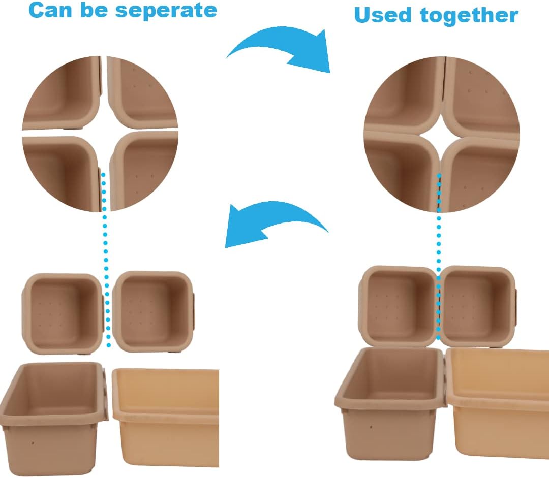 Cutting Edge Plastic Interlocking Cutlery Drawer Desk Organizer Divider Tray (Black and Beige) - 14 Piece