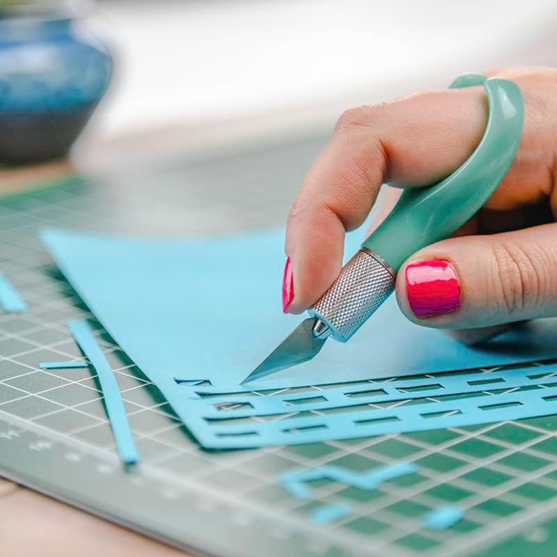 Excel Blades K71 Fingertip Craft Knife – 7-Inch Ergonomic Hobby Knife with Finger Loop – Precision Cutting Tool for Paper, Vinyl, Foam, and Stencils – Includes #11 Blade and Safety Cap – Teal Green