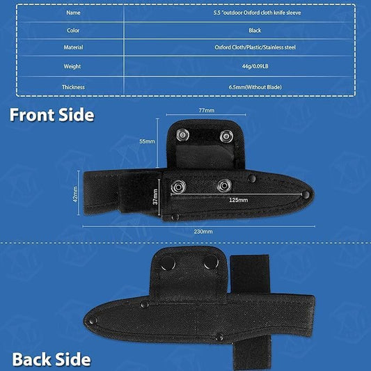 XYJ Universal Knife Sheath Oxford Cloth Camping Knives Sleeves Case Edge Guards Blade Protectors (Black, 12 * 2.5 inch)
