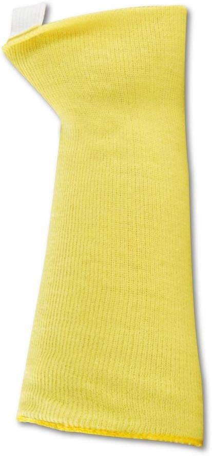 MAGID KEV14ET CutMaster Kevlar Machine Knit Protective Sleeves with Elastic Thumb Strap, Yellow, 14" Length