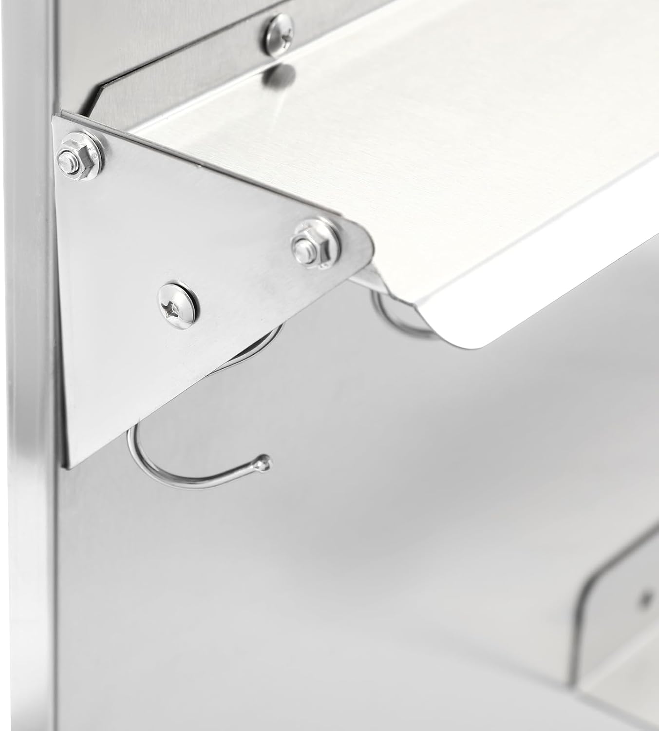 29.5x29.5 In Stainless Steel Range Backsplash with Shelf, Knife Rack, Hooks & Crossbar, Silver Splash Plate for Range Hood, Wall Mounted, Model: dbf6bcd2-8c68-4117-9b2b-8ed5c9e043a2