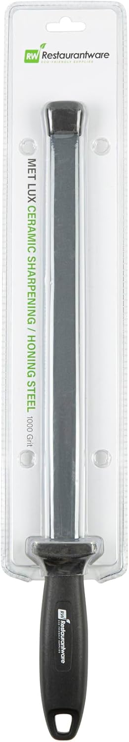 Restaurantware Met Lux 8 Inch Honing Steel 1 High-Carbon Knife Steel - Moisture-Resistant Handle Chromium Finish Blue Steel Knife Sharpening Steel For Sharpening Multiple Knives