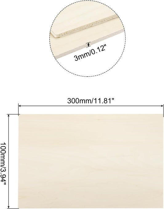 MECCANIXITY 3pcs Basswood Sheets 12 x 8 x 3/8 Inch Unfinished Wood Boards Plywood for DIY Crafts Laser Cutting with Smooth Surfaces