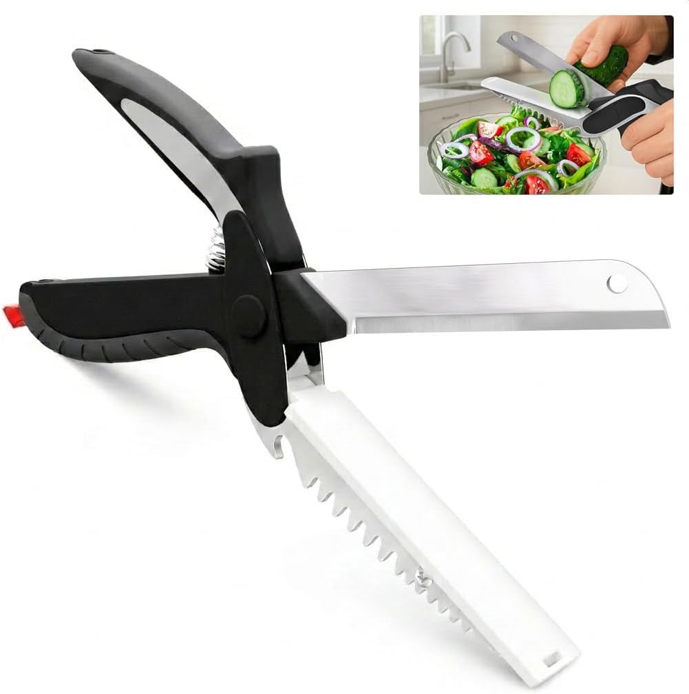 6-in-1 Cutting Board Scissors – Heavy Duty & Dishwasher-Safe Kitchen Shears with Ribbed No-Slip Blade, Spring-Assist, & Safety Lock – Meat, Fruits, Fish & Vegetable Scissors Food Cutter | Fish Scaler