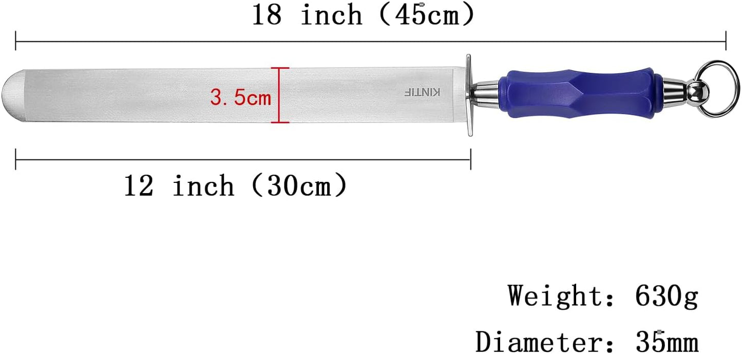 Heavy-Duty Honing Steel 12 inch Sharpening Steel Flat Honing Rod, High hardness, Fine Cut, Ideal For Butcher Knives and Chef Knives, Knife Sharpeners